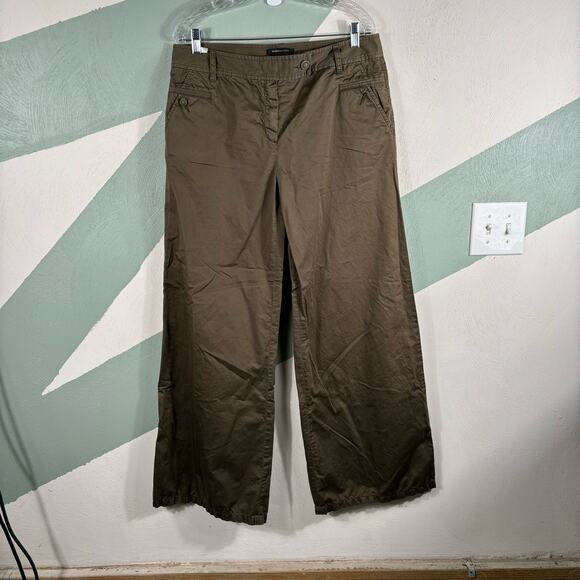 BCBG MAXAZRIA Womens Size 12 Olive Green 100% Cotton Soft Loose Fit Pants - Picture 3 of 11